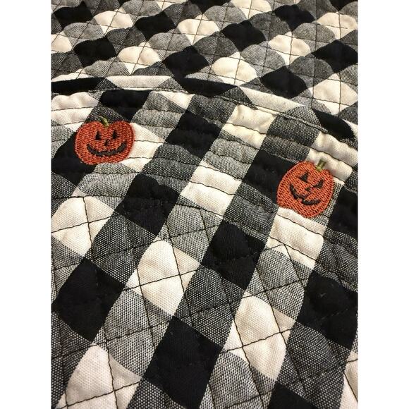 Set of 4 Shabby Chic Halloween Jack-O'-Lantern Buffalo Plaid Quilted Placemats - Picture 7 of 7